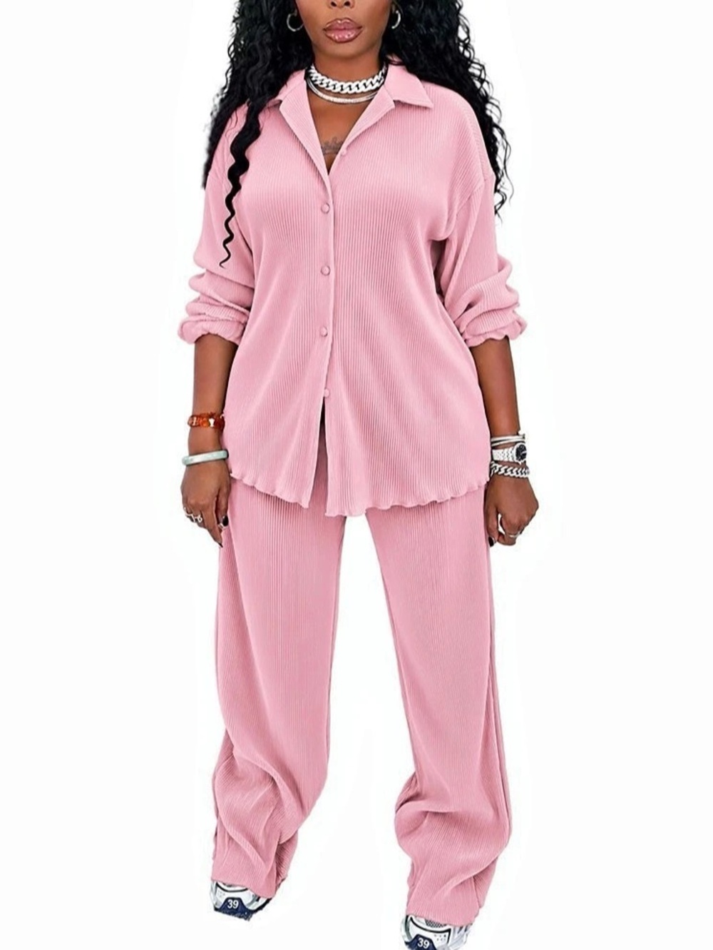 Pink Pleated Two-Piece Set Like New
